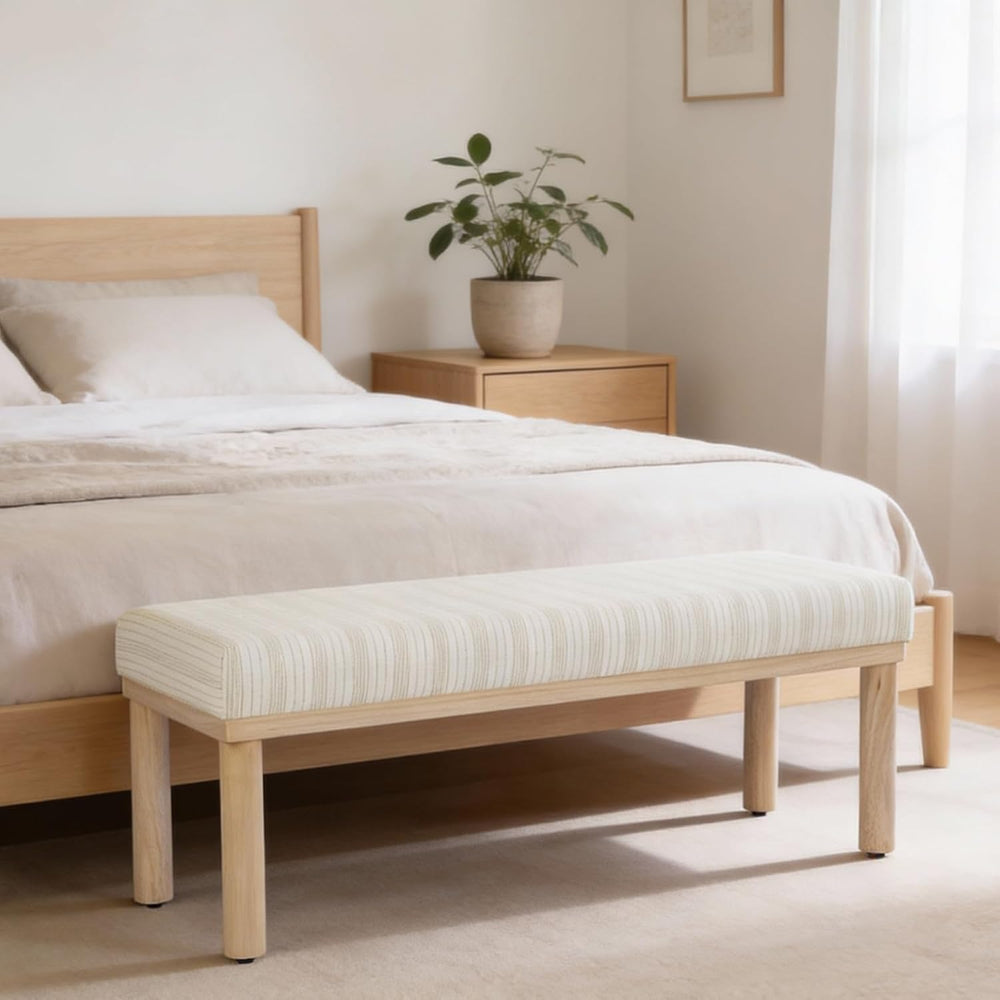 HomePop 47.5" Oslo Bench - Marigold Pinstripe Fabric