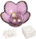 Gifts for Women Purple Flower Jewelry Ring Dish Tray,Decorative Glass Trinket Dish,Room Decor Aesthetic, Modern Accent Tray for Vanity (Purple A)