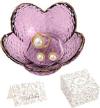 Gifts for Women Purple Flower Jewelry Ring Dish Tray,Decorative Glass Trinket Dish,Room Decor Aesthetic, Modern Accent Tray for Vanity (Purple A)