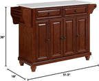 Pemberly Row Modern Wood Granite Top Kitchen Island in Mahogany