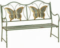 Gralara Butterfly Back Bench Scrollwork Butterfly Bench Rustic European Style for Children