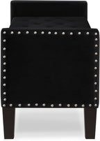 Upholstered Velvet Storage Ottoman Bench with Nail Trims,Soft Padded Seat with Armrest,for Living Room,Bedroom,Entryway,Easy to Assemble,Black