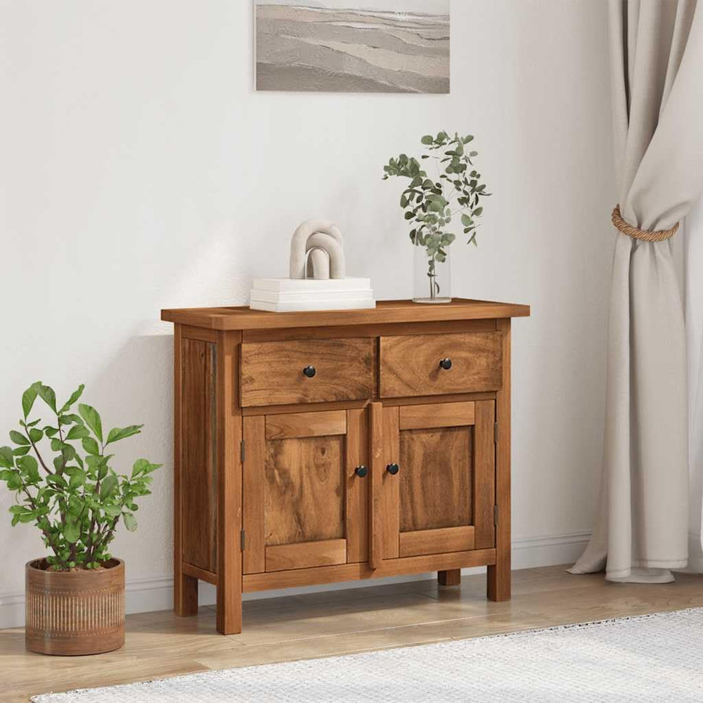 Vintage Solid Mahogany Wood Sideboard with Distressed Finish and Brass Knobs,...