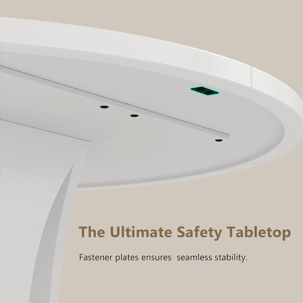 Einhomn Round Dining Table for 4-6, Kitchen Table with Sturdy Double Arc &amp...