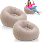 Lunmon 2 Pcs Small Bean Bag Chair Inflatable Lazy Sofa,Brown