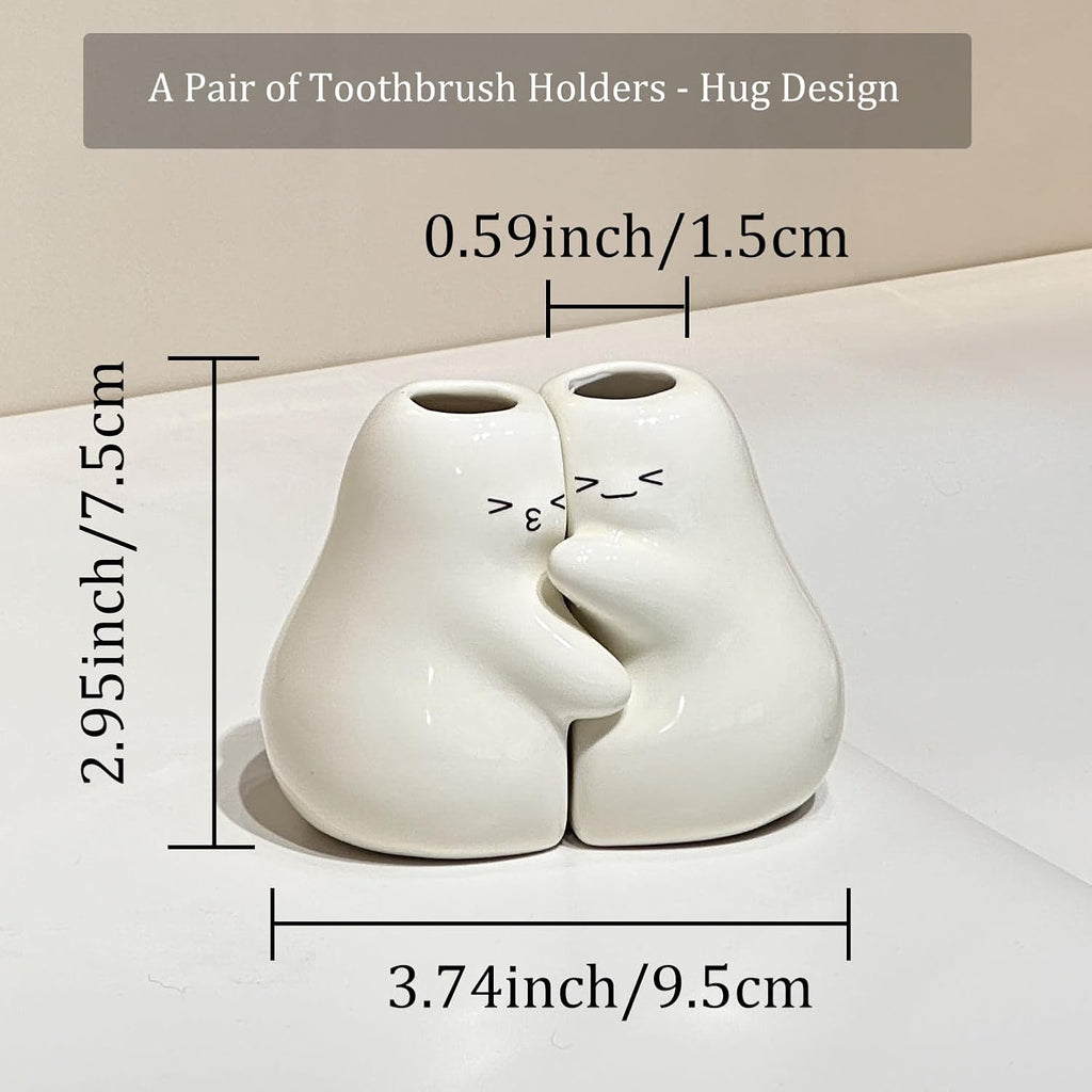 Ceramic Toothbrush Holder for Bathroom, Cute Tooth Brush Holders for Bathroom Countertop Home Office Table Decor