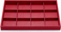 Oirlv Gorgeous Red Leather Jewelry Tray 12 Grid Jewelry Drawer Organizer Bracelet Earrings Watches Storage