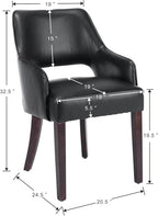 PU Leather Dining Chairs Set of 6 Upholstered Farmhouse Kitchen Chair Side Chairs Wood Accent Chair for Living Room/Dining Room/Bedroom/Restaurant, pgraded Size, Black