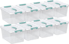 14 Quarts Latching Storage Containers, 8-Pack Clear Plastic Tote Boxes with Lids and Handles