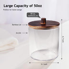 SheeChung 4 Pack 50 Oz Large Apothecary Jar with Wood Lid, Laundry Pods Container, Storage Jars for Bathroom Organization, Plastic Canisters with Cute Stickers Spoons(Dark Brown)