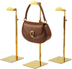 Purse Display Stands - 3PCS Stainless Steels Purse Stand Holder Adjustable Height Purse Display for Retail Luxury Bag Organizer Home Store Boutique Retail Closet Gold Color