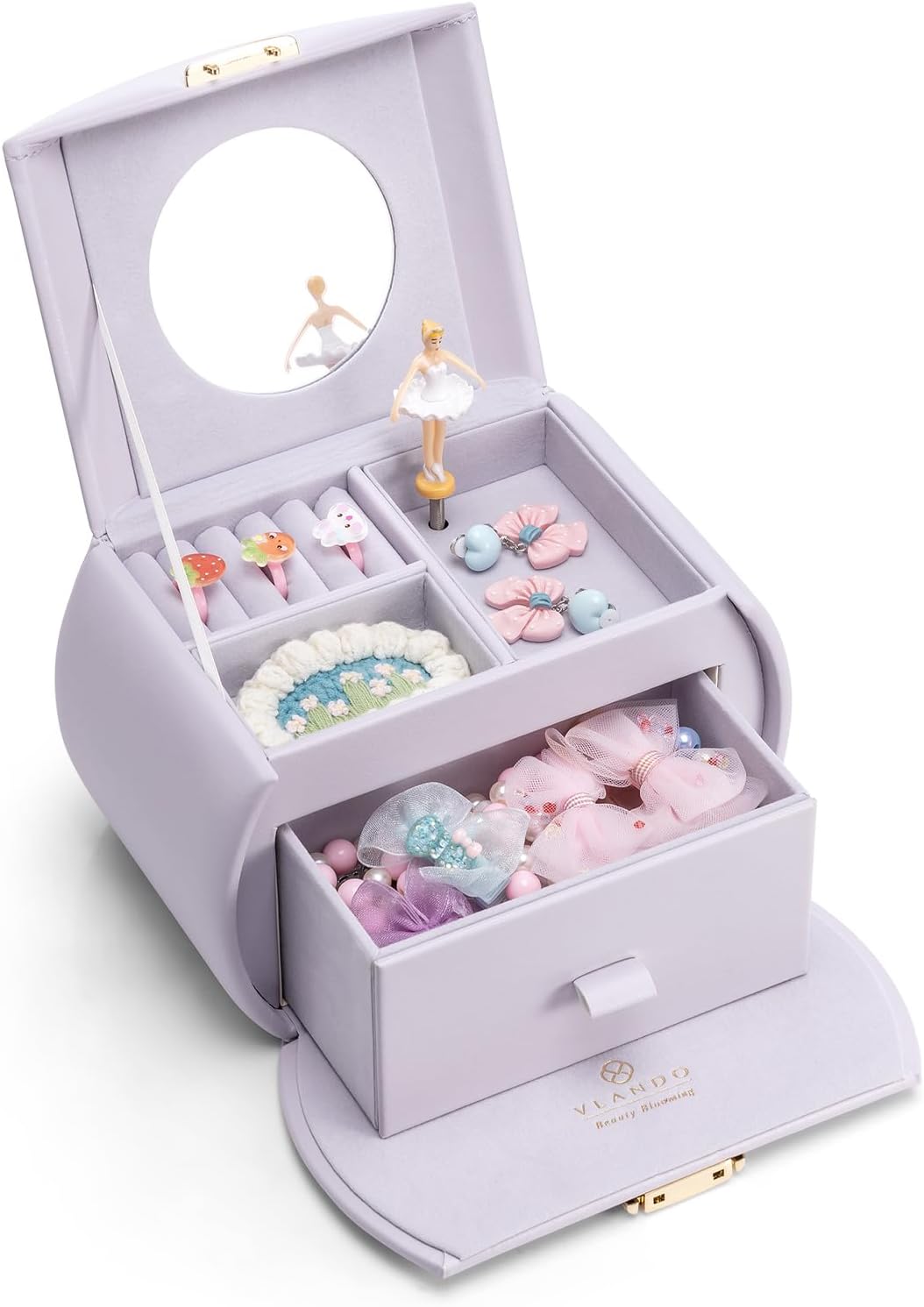 VLANDO Musical Jewelry Box, Orchid Hush, Girls | Spinning Ballerina, For Necklaces, Rings and Hair Accessories, Gift for Girls and Kids