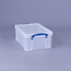 Really Useful Box Stackable 9 Liter Plastic Storage Container Bin with Snap Lid and Built-In Clip Lock Handles for Home & Office Organization (4 Pack)