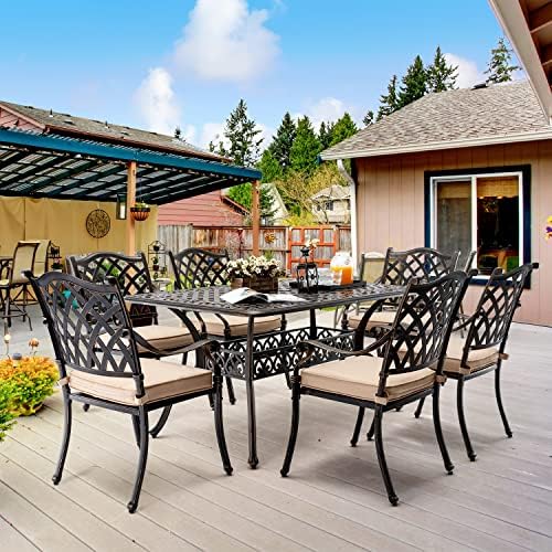 𝗔𝗶𝗹𝗶𝘀𝗺𝗮𝗶𝗹 7 Piece Outdoor Dining Set Cast Aluminum Retro Patio Dining Set for...