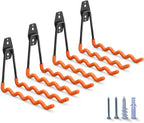 Heavy Duty Garage Hooks 4 Pack, 7.7 inch Wave Long Hanger, Wall Mounted Storage System, Power and Garden Tool Organizer, for Hanging Ladders, Bikes, Hose, Bulk Items and More