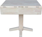 IC International Concepts 36" Square Dual Drop Leaf Dining Table Solid Real Wood, Sturdy Parawood, 36"W x 36"D x 30"H, Unfinished