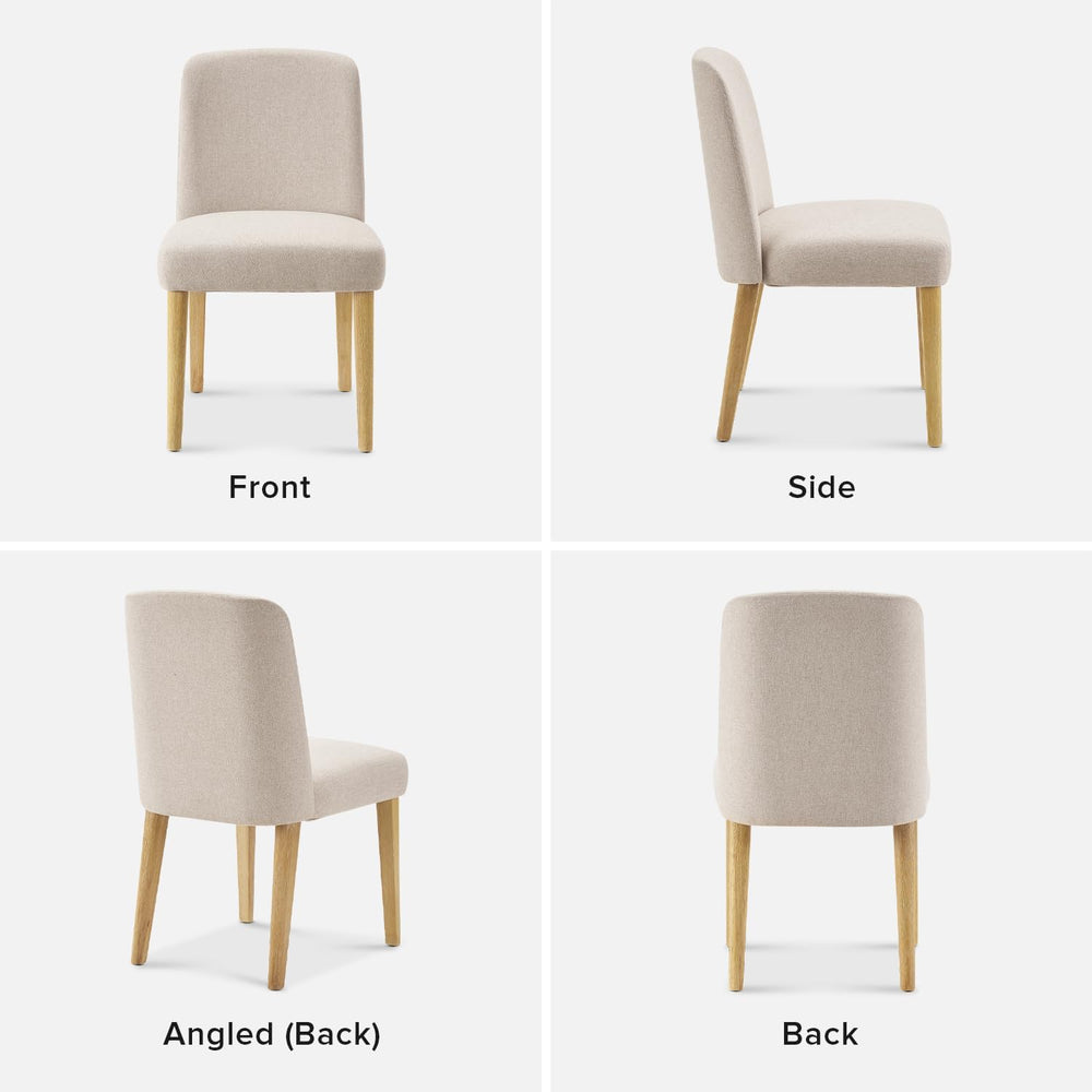 mopio Logan Upholstered Beige Parson Dining Chair Set of 4, Modern Farmhouse ...