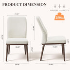 Stylish Dining Chairs Set of 2, Upholstered Parsons Dining Room Chair with Nailhead Trim, Kitchen Room Chair with Thick Cushions and Wood Legs, Modern Contemporary, Beige