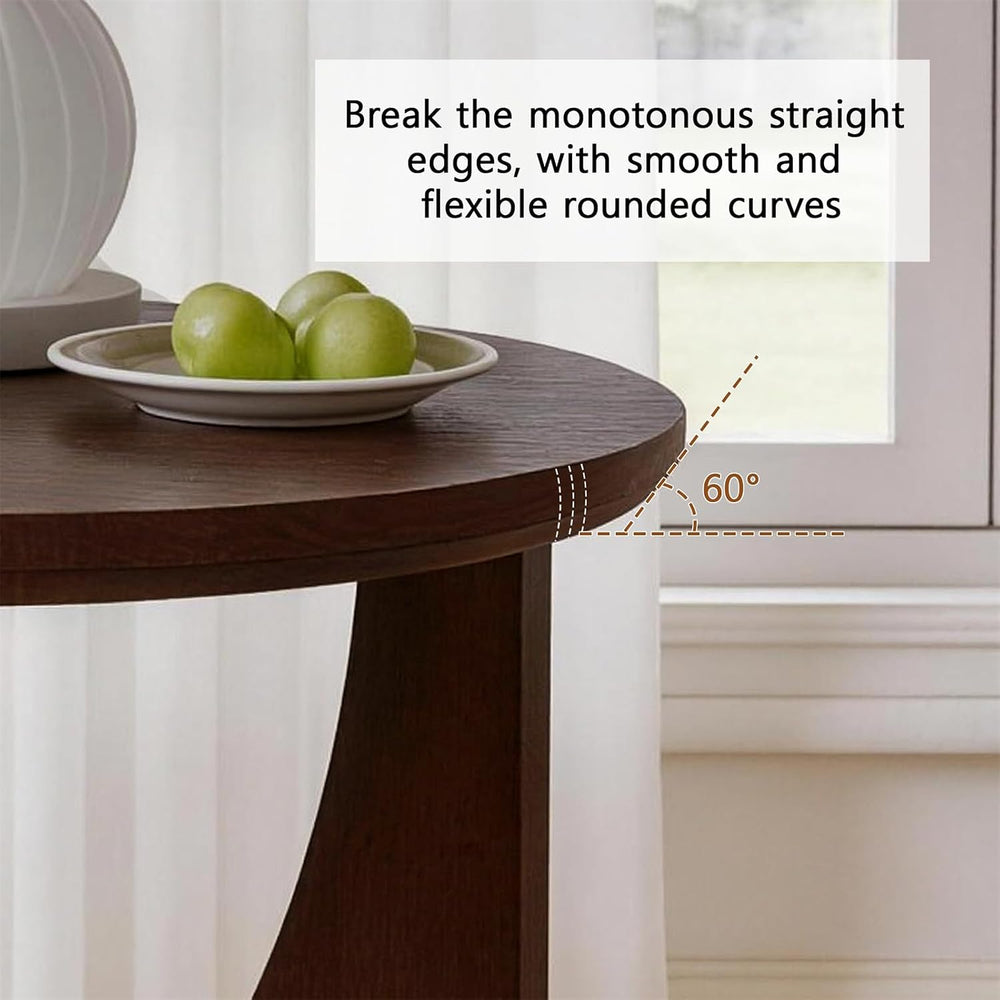 19.68 Inch Round Solid Wood Side Table, Walnut Brown, Modern Rustic Sofa End ...