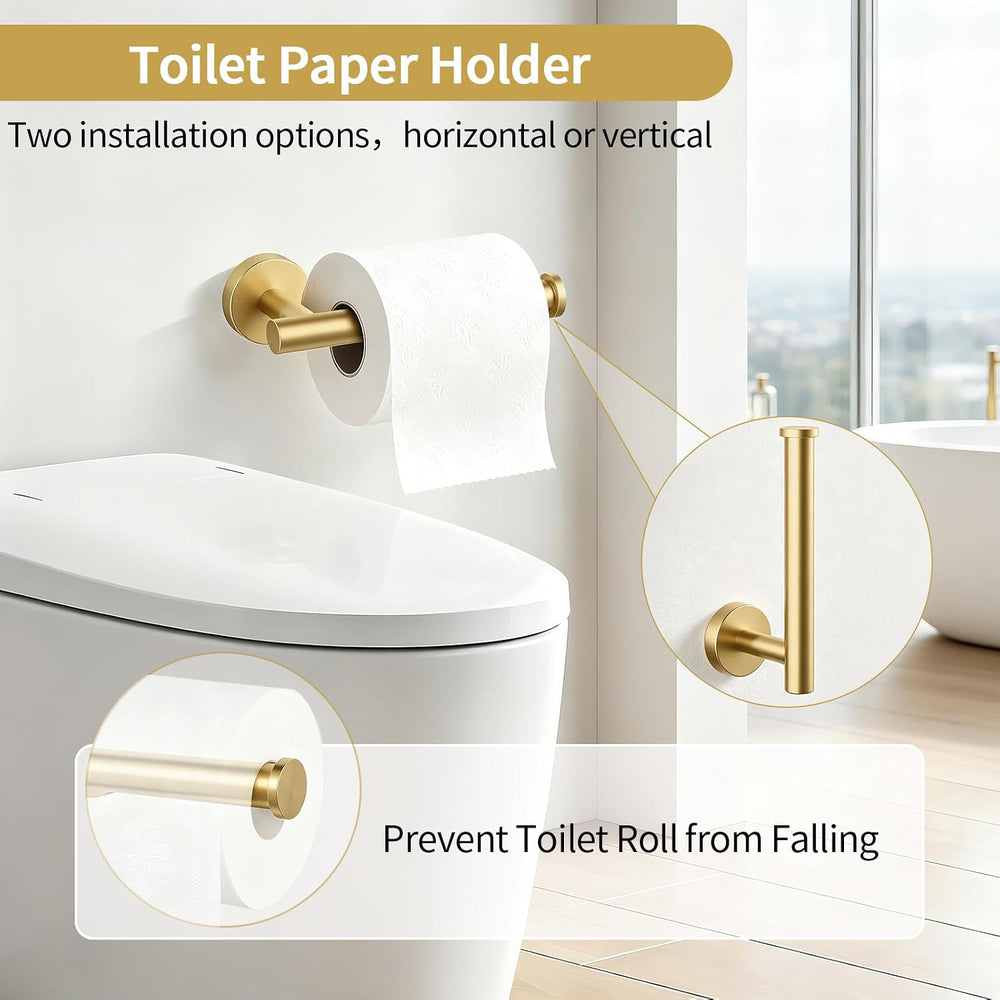 STWWO 5-Piece Gold Bathroom Accessories 24 Inch Towel Racks for Bathroom