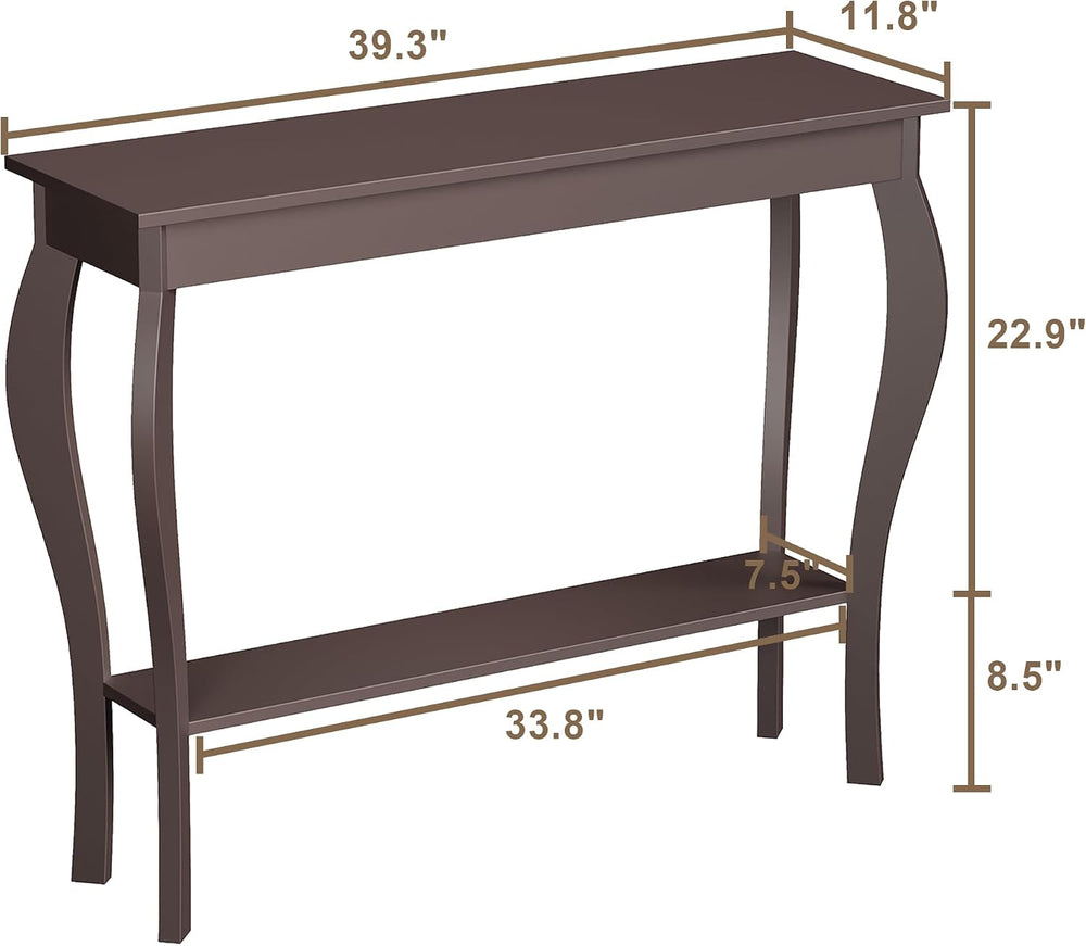 ChooChoo 39" Narrow Entryway Table with Storage Shelf, Espresso | Consol...