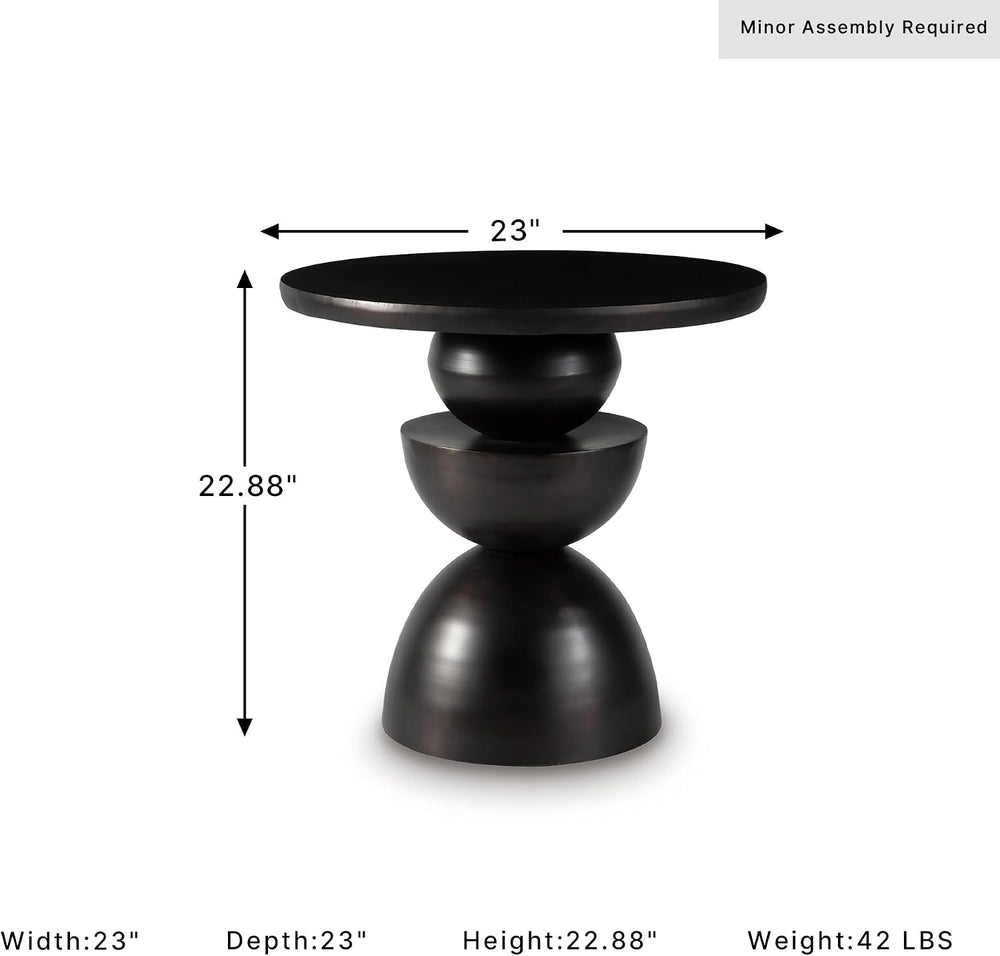 Signature Design by Ashley Kurtson Accent Table, Round Metal End Table with C...