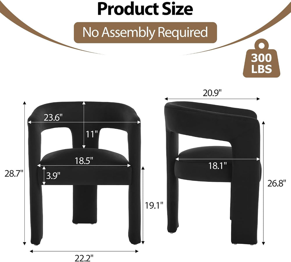 Modern Barrel Dining Chairs Set of 6, No Assembly Velvet Upholstered Dining R...