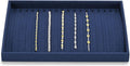 Microfiber Jewelry Trays 16 Slots Necklace Tray Necklace Bracelet Display Tray Jewelry Drawer Organizer Tray Necklace Holder for Necklace,Bracelets,Watch Storage(Blue)