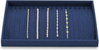 Microfiber Jewelry Trays 16 Slots Necklace Tray Necklace Bracelet Display Tray Jewelry Drawer Organizer Tray Necklace Holder for Necklace,Bracelets,Watch Storage(Blue)