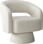 INZOY Swivel Barrel Chair with Velvet Fabric, Swivel Accent Chair with Thickened Soft Cushion, Comfy Round Swivel Chair for Living Room Bedroom, Beige