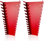 ALOANES 26-Slot Metal Wrench Organizer, Heavy Duty Wrench Organizer Tray for Tool Box, Professional Fit SAE & Metric Wrench Storage, 2 Pack Wrench Holders(Red)