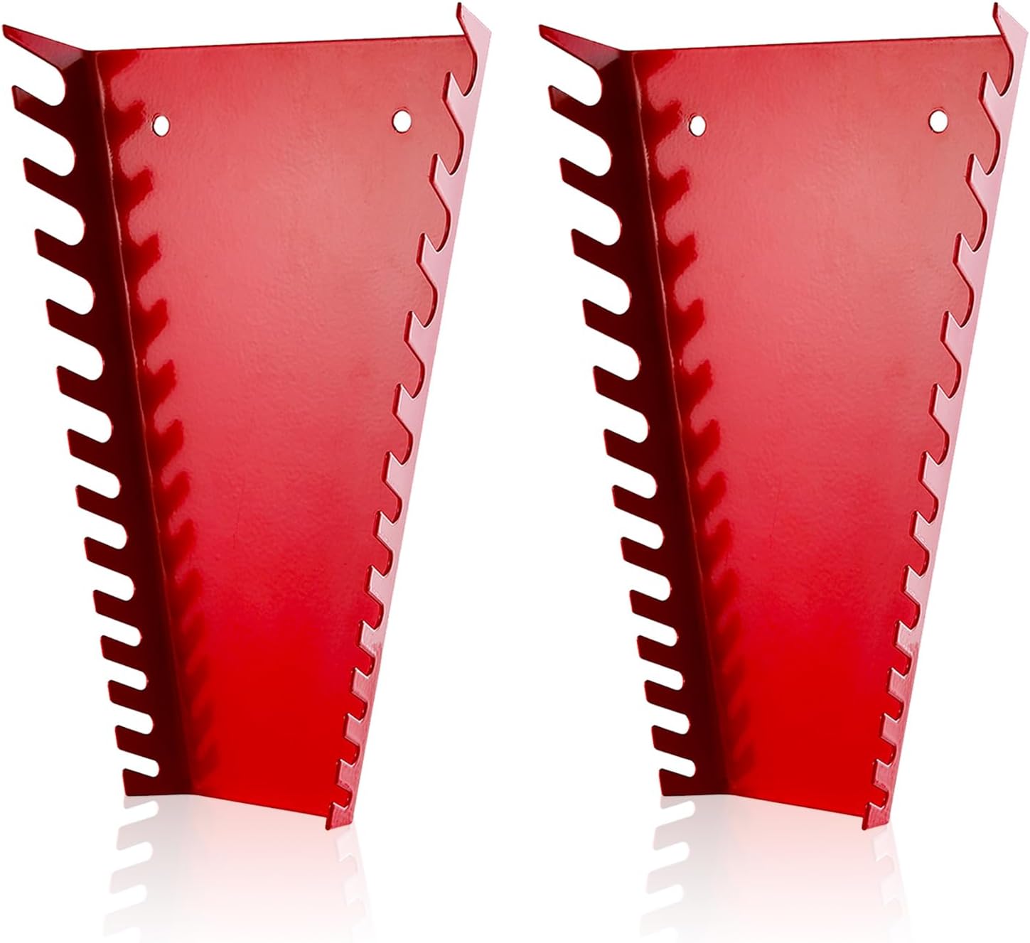ALOANES 26-Slot Metal Wrench Organizer, Heavy Duty Wrench Organizer Tray for Tool Box, Professional Fit SAE & Metric Wrench Storage, 2 Pack Wrench Holders(Red)