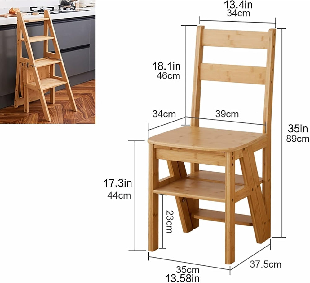 Step Stool Chair For Kitchen step Stool Chair wooden Folding Chair chair Step...