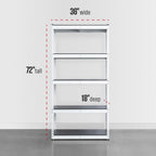 SafeRacks Modular Garage Shelving - 5 Tier Storage Shelves, Tall Metal Rack Shelves for Storage, Heavy Duty Steel Shelf Organizer for Garage, Or Kitchen Pantry (White, 18 x 36 x 72)