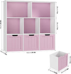 FOTOSOK Toy Storage Organizer with Movable Drawers, Toy Organizer for Kids | Toy Organizer with Hidden Wheels, Toy Storage and Stuffed Animal Storage for Playroom, Cube Storage Organizer, Pink