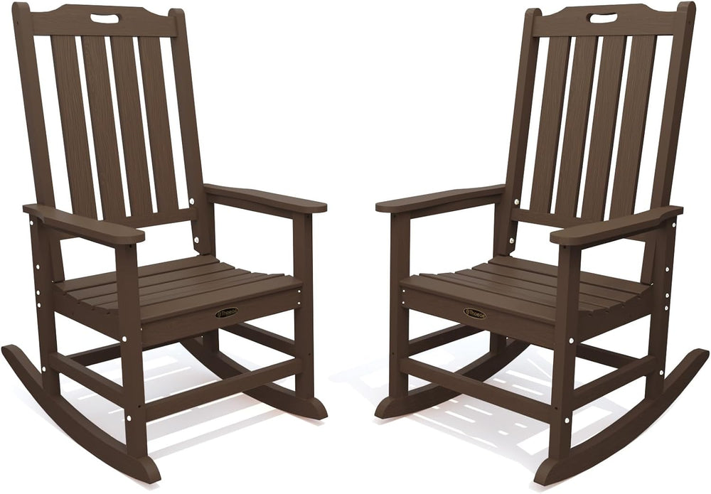 THOEOE Outdoor Rocking Chairs Set of 2, Oversized Patio Rocking Chair | HDPE ...