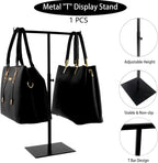 Purse Display Stand Jewelry Towers - 2 Pack Purse Stand Handbag Bag Display Black Tabletop Stainless Steel Hook Hanging Jewelry Stands for Necklaces Organizer Adjustable Height Home Store Boutique