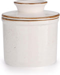 French Butter Dish, Butter Crock for Counter with Water Line, Ceramic Butter Keeper for Spreadable Butter - Chrismas Gift Home Kitchen Decor - Reactive Glaze Collection - White