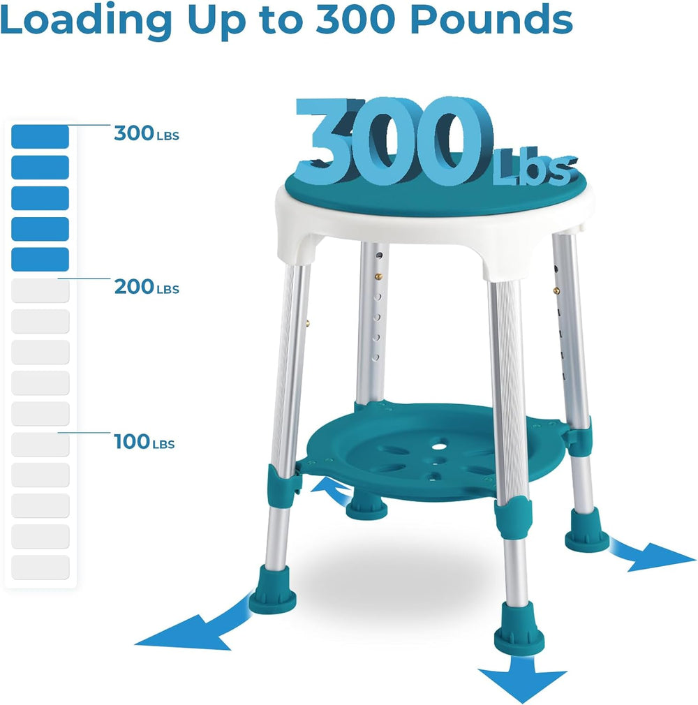 Shower Stool Chair for Inside Shower,360° Swivel,Green,300LBS