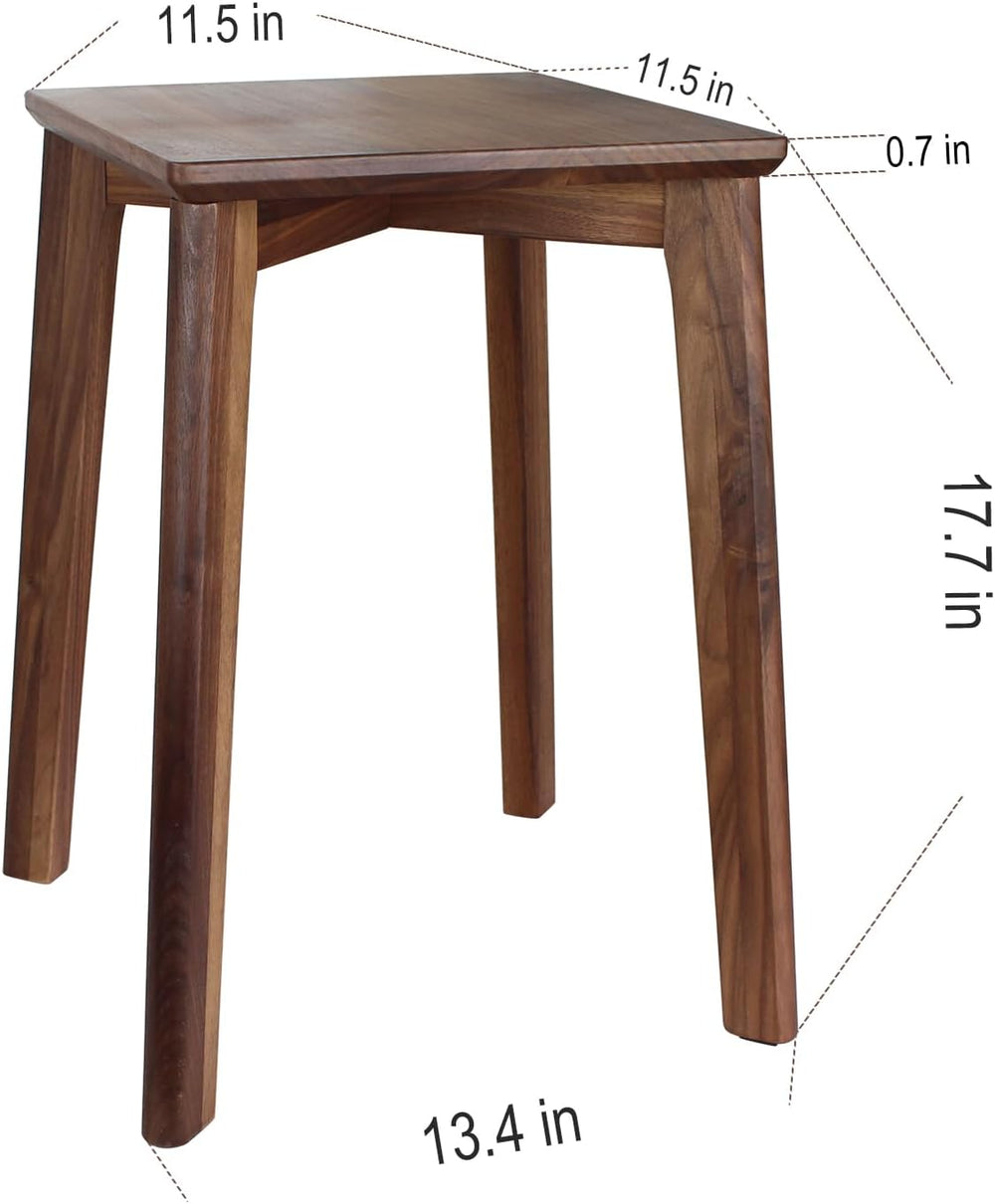 18-Inch Walnut Wood Stool, Stackable Backless Wooden Seating Solution with Sq...