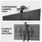 PERLESMITH Rolling TV Stand with Wheels for 32-85 Inch LCD LED 4K Flat Screen TVs, Tilt Mobile TV Cart with Shelf Holds Up to 100 lbs, Height Adjustable Floor TV Stand Max VESA 600x400mm- PSTVMC05