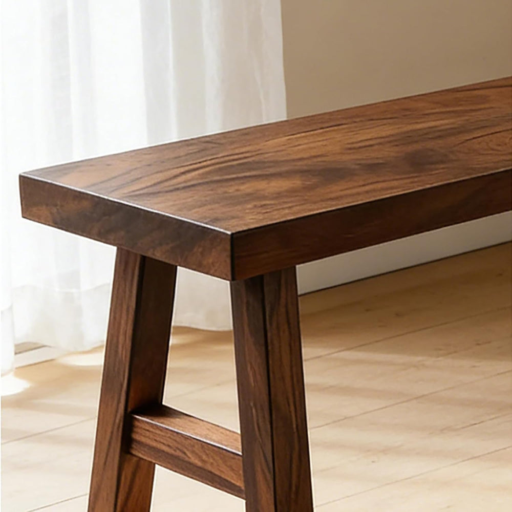 Solid Wood Bench, Rustic Farmhouse Entryway Bench, Bed Bench with Angled Legs...
