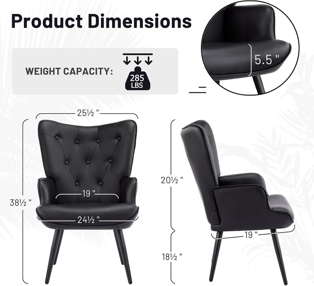 Furniliving PU Leather Accent Chair for Living Room, Upholstered Reading Chai...