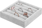 uxcell Stackable Jewelry Storage Tray, Jewelry Tray Drawer Organizer, Small Display Box for Earrings, Necklaces, Rings and Bracelets, Gray