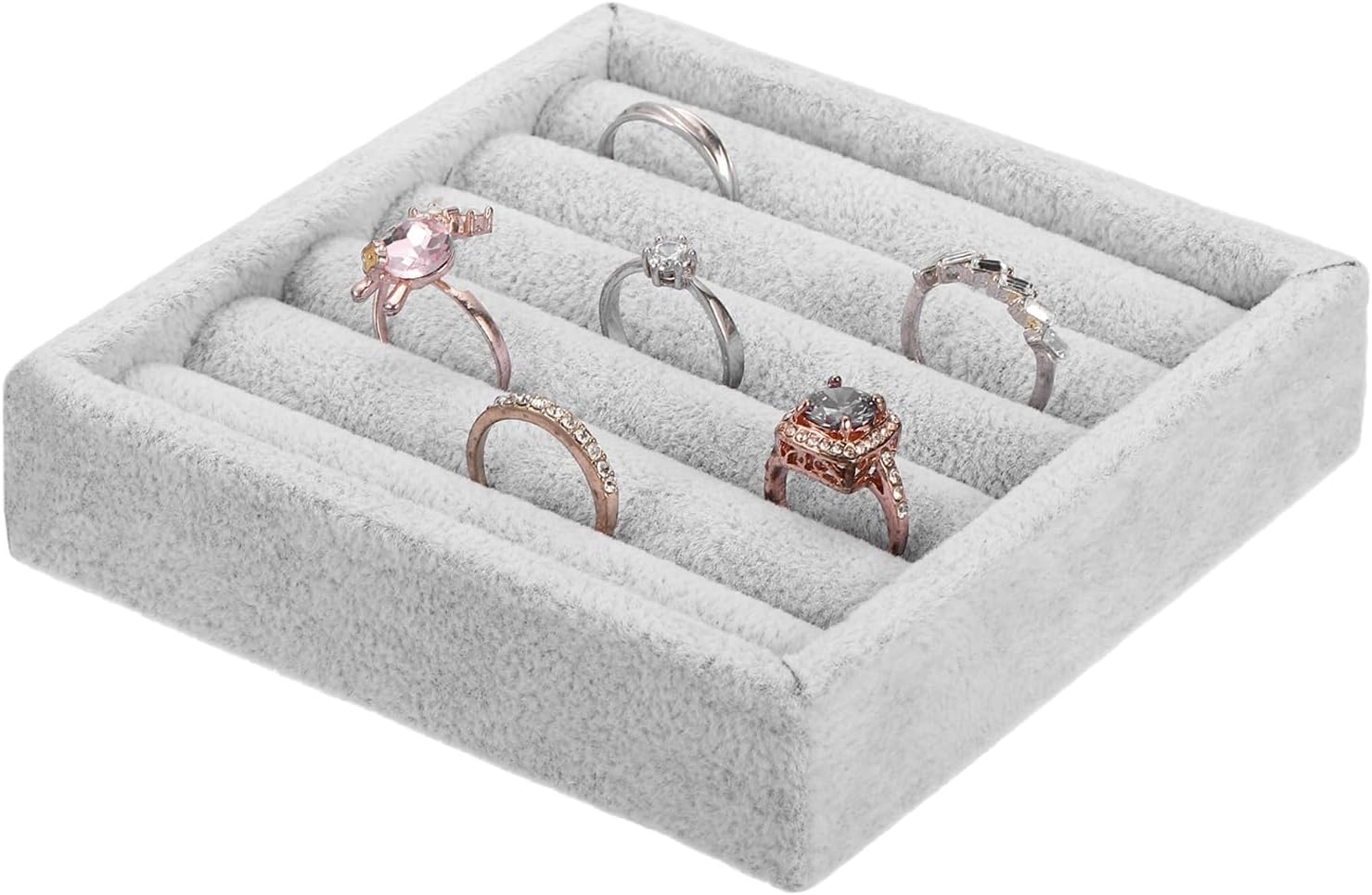 uxcell Stackable Jewelry Storage Tray, Jewelry Tray Drawer Organizer, Small Display Box for Earrings, Necklaces, Rings and Bracelets, Gray