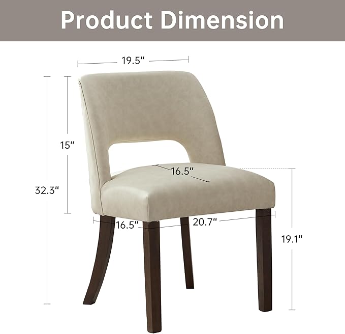 VKNOW Modern Dining Chairs Set of 6, Faux Leather Upholstered Dining Room Cha...