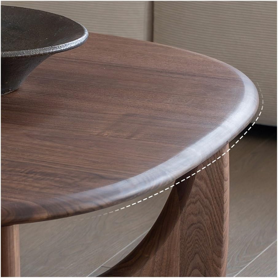 Wood Coffee Table Mid-Century Organic Curve Design Living Room Center Small S...