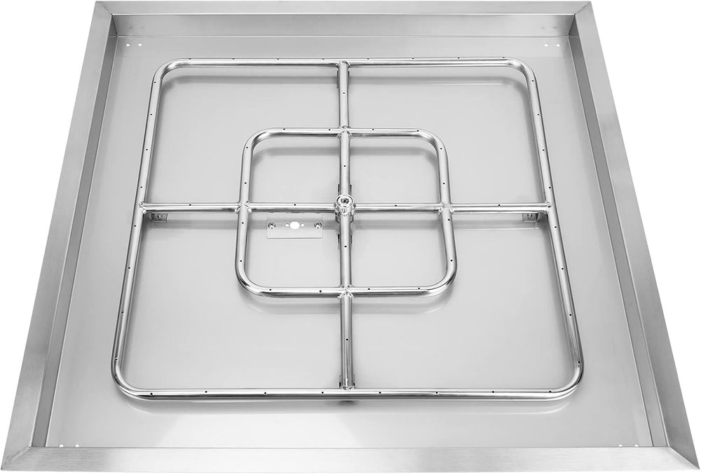 onlyfire 36" Square Fire Pit Flat Pan with Burner Ring, 435,000 BTU