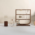 GemeShou wooden hanging jewelry organizer, walnut jewelry display holder for selling, dangle necklace storage shelf, 3 tier earring display stands for selling【Jewelry shelf-3 tier】