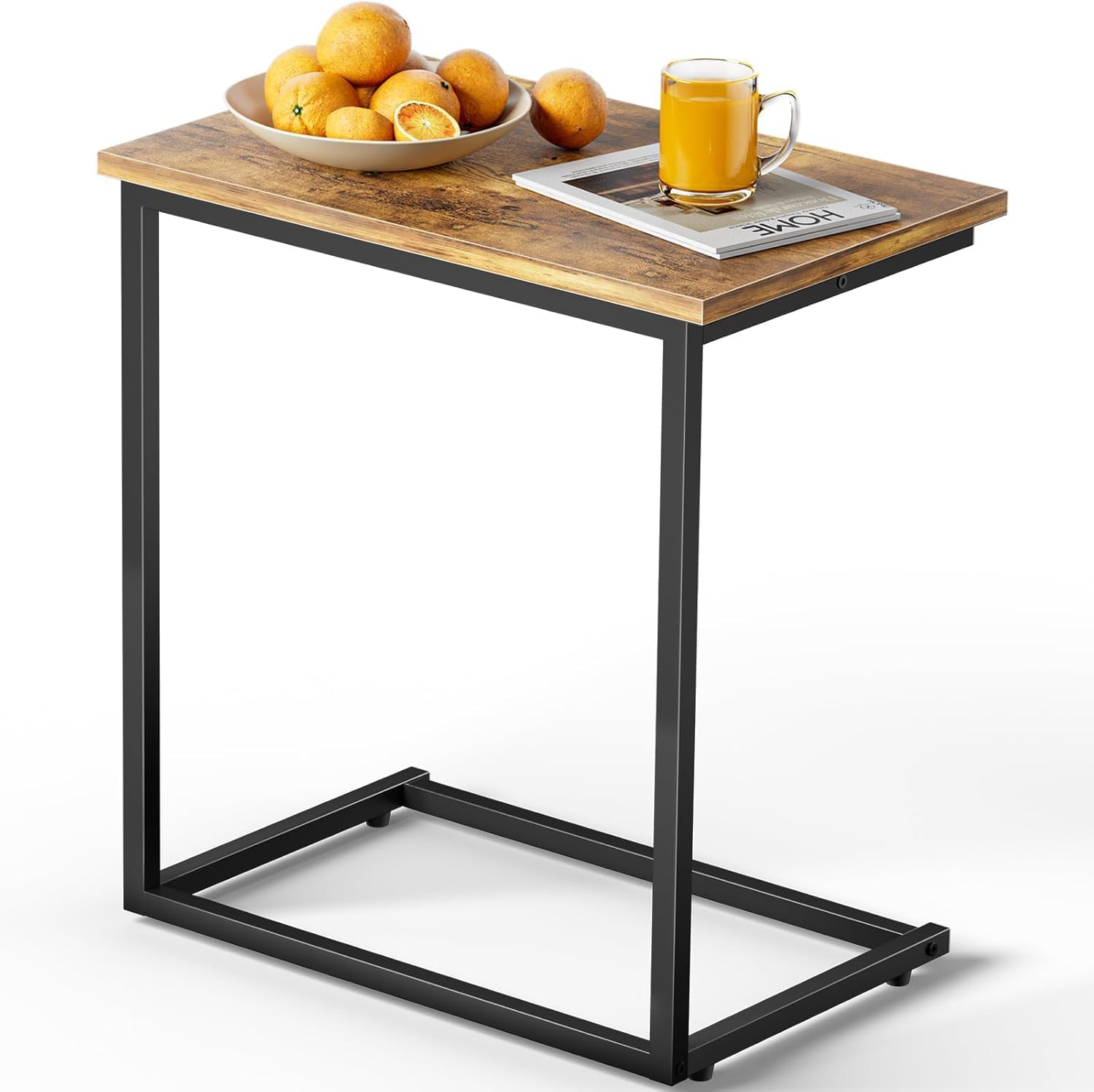 Pipishell C Shaped End Table 27 inches High, Side Table for Couch Slide Under, C Table Sofa Side End Table for Living Room